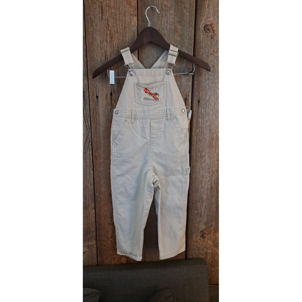 Vintage Disney 2001 Y2k Tigger Utility Kidcore Gorpcore Khaki Overalls Kid 3t 4t